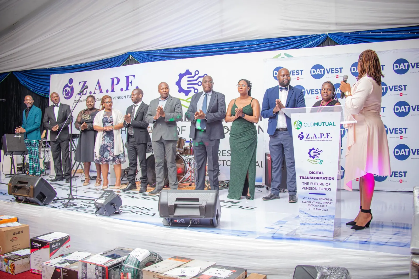 ZAPF council members and guests on stage at the 48th Annual General Meeting in Victoria Falls